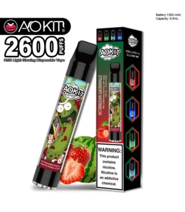 Светящийся одноразовые сигареты AoKit Lux 2600 Puffs Клубника Арбуз оптом, AoKit , 6,10 $