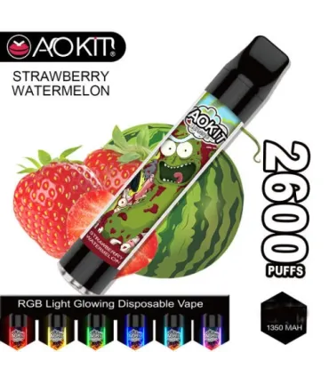 Светящийся одноразовые сигареты AoKit Lux 2600 Puffs Клубника Арбуз оптом, AoKit , 6,10 $