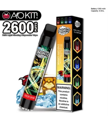 Светящийся одноразовые сигареты AoKit Lux 2600 Puffs Энергетик оптом, AoKit , 6,10 $