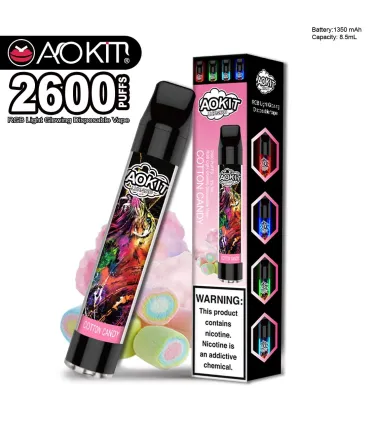 Светящийся одноразовые сигареты AoKit Lux 2600 Puffs Сладкая вата оптом, AoKit , 6,10 $