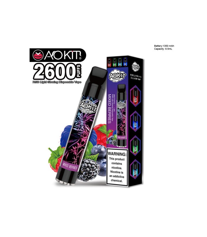 Светящийся одноразовые сигареты AoKit Lux 2600 Puffs Ягодный