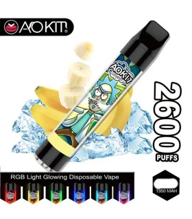 Світиться одноразові сигарети AoKit Lux 2600 Puffs Банан зі