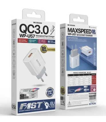 Мобільний зарядний пристрій швидкого заряджання Remax WK Design WP-U57 QC 2in1 Type-C оптом,  , 3,50 $