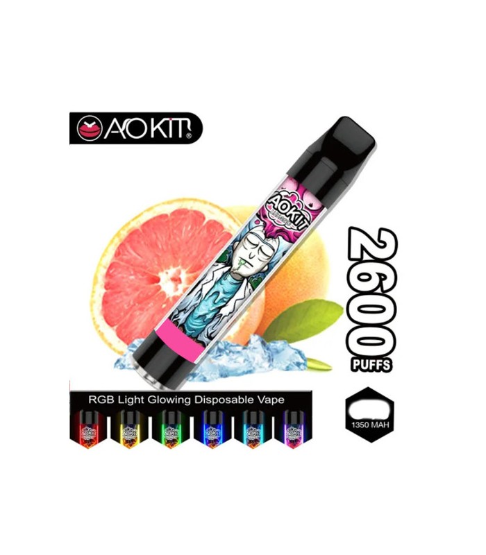 Одноразові сигарети, що світяться AoKit Lux 2600 Puffs Рожевий