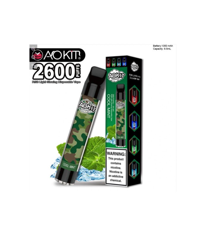 Світиться одноразові сигарети AoKit Lux 2600 Puffs М'ята зі