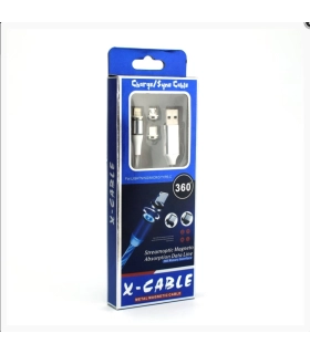 Кабель заряджання USB магнітний X360 3in1 Lightning, micro-USB, Type-C оптом, TV Shop , 4,00 $