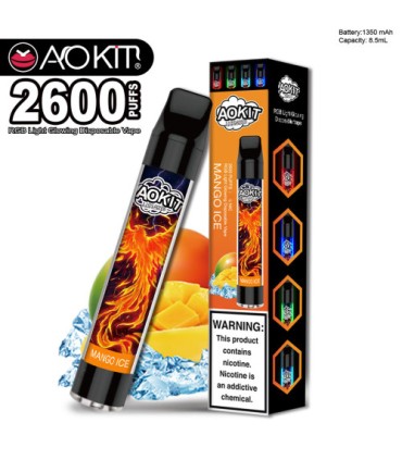 Светящийся одноразовые сигареты AoKit Lux 2600 Puffs Манго со
