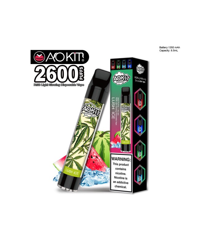 Светящийся одноразовые сигареты AoKit Lux 2600 Puffs Арбуз со