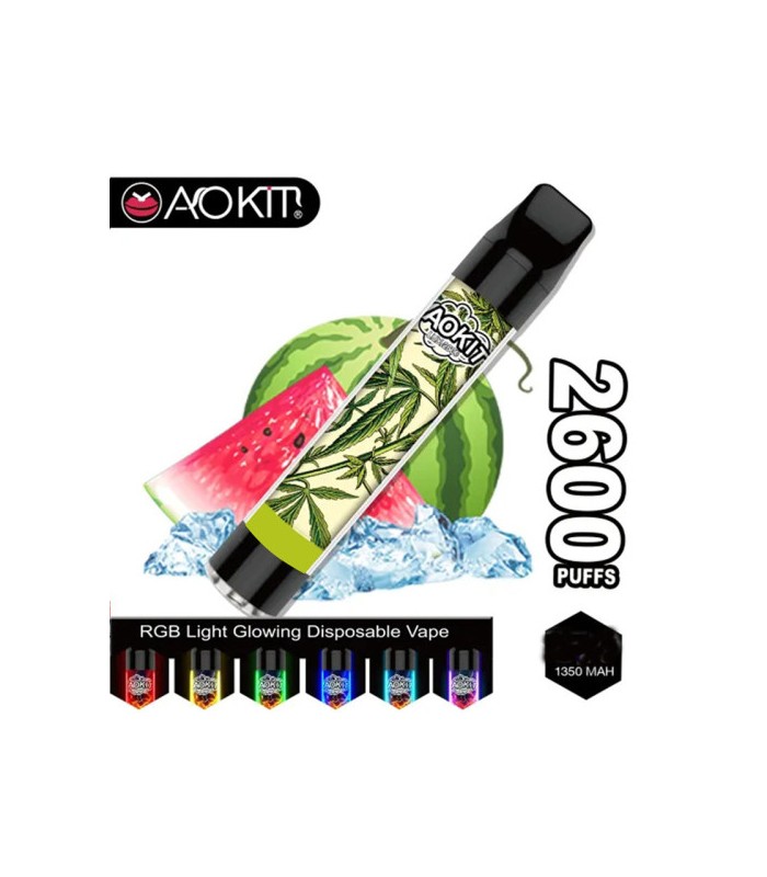 Світиться одноразові сигарети AoKit Lux 2600 Puffs Кавун зі