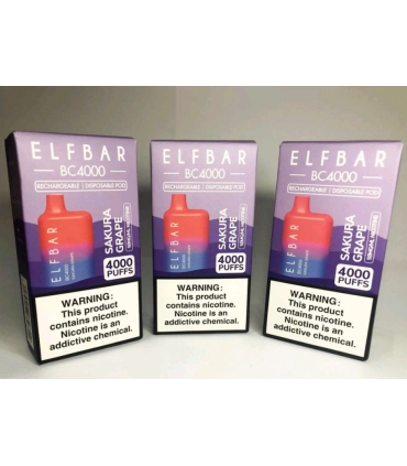 Одноразові цигарки, що перезаряджаються, Elf bar BC4000 Сакура Виноград оптом, Elf Bar Original , 8,70 $