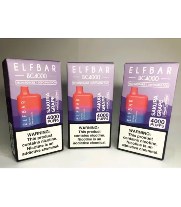 Перезаряжаемые одноразовые сигареты Elf bar BC4000 Сакура Виноград оптом, Elf Bar Original , 8,70 $