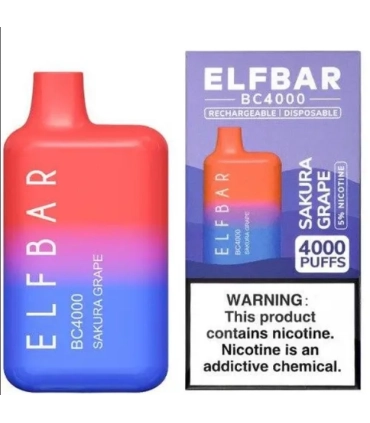 Одноразові цигарки, що перезаряджаються, Elf bar BC4000 Сакура Виноград оптом, Elf Bar Original , 8,70 $