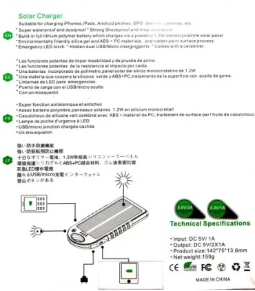 Solar Power Bank Солнечная батарея 20 000 mAh оптом, TV Shop , 13,00 $