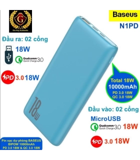 Powerbank зі швидкою зарядкою 18W Baseus Bipow N1PD 10000 mAh оптом, Baseus , 16,50 $
