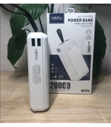 Універсальна зовнішня батарея Power bank 20 000 mAh HEPU HP975 з ліхтариком оптом, HEPU , 20,00 $