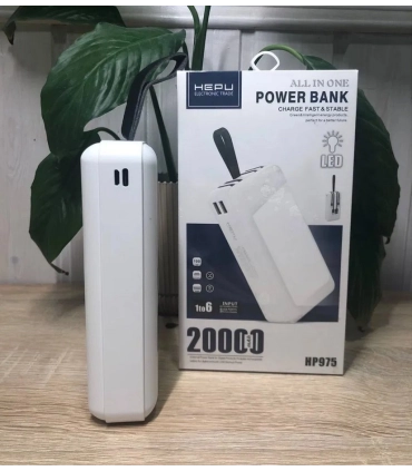 Універсальна зовнішня батарея Power bank 20 000 mAh HEPU HP975 з ліхтариком оптом, HEPU , 20,00 $