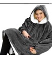 Кигуруми толстовка худи плед с капюшоном СЕРЫЙ Huggle Hoodie Ultra Plush Blanket