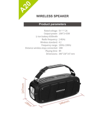 Бездротова блютуз MP3 колонка HOPESTAR A20 Black оптом, Hopestar , 49,50 $