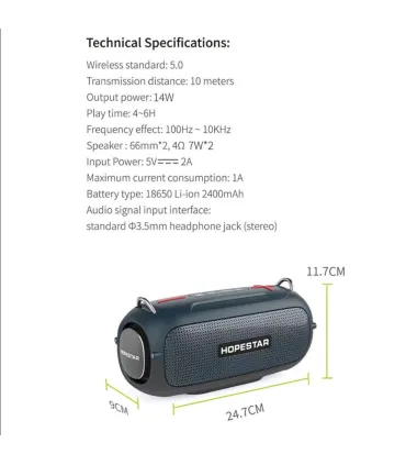 MP3 колонки HOPESTAR A41 Blue оптом, Hopestar , 22,50 $